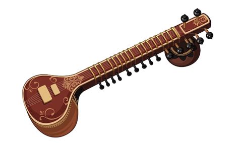 Beautiful sitar classical music instrument | Free Vector