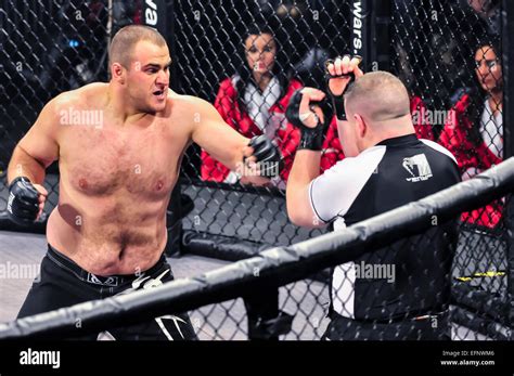 Two heavyweight MMA fighters in the ring Stock Photo - Alamy