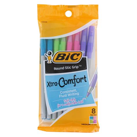 BIC Round Stic Grip Xtra Comfort Fashion Ballpoint Pens, Assorted ...