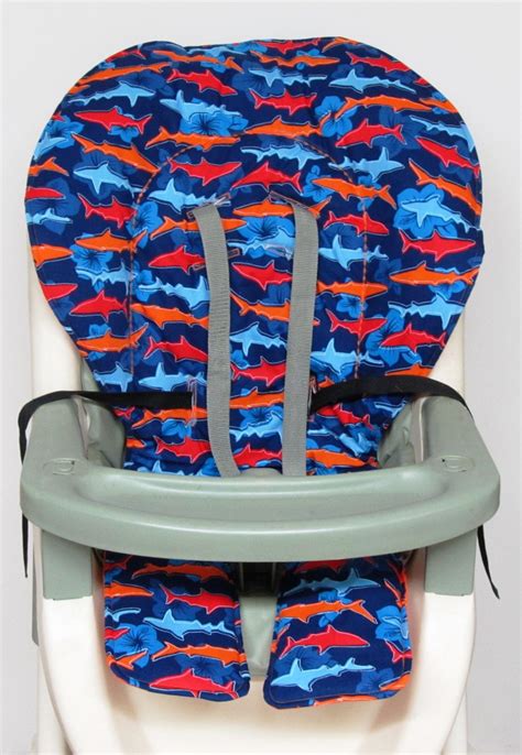 GRACO high chair cover, pad replacement , sharks on navy | Highchair ...