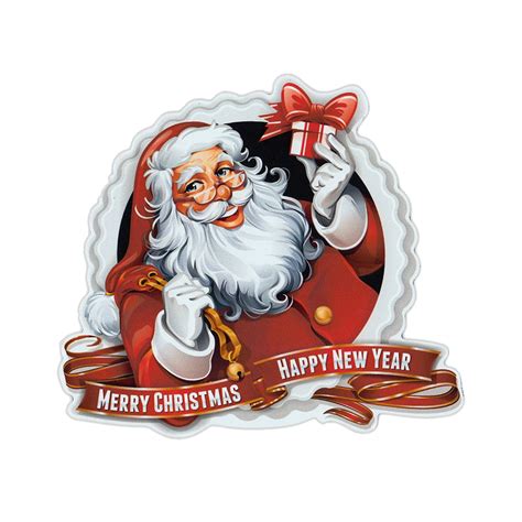 Magnetic Bumper Sticker - Merry Christmas Happy New Year (Santa Claus) - Holiday Magnet - 4.5 ...