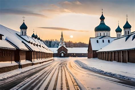 Premium AI Image | a church in the snow