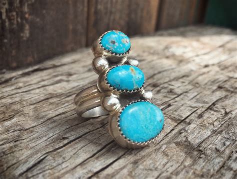 Signed Navajo Turquoise Ring, Native American Indian Jewelry, Vintage ...