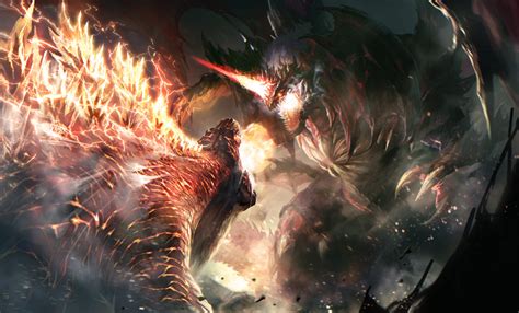 Burning / Fire Godzilla battles Monsterverse Destroyah in epic new fan artwork!