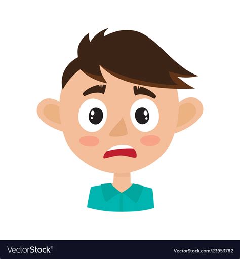 Boy scared face expression cartoon Royalty Free Vector Image