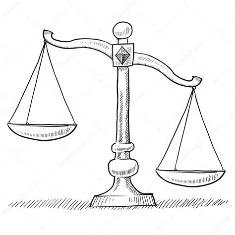 Unbalanced scales of justice sketch ⬇ Vector Image by © lhfgraphics ...