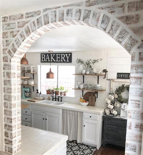 DIY Antique Kitchen #DIYAntiqueKitchen | Brick kitchen, Home kitchens, Kitchen remodel