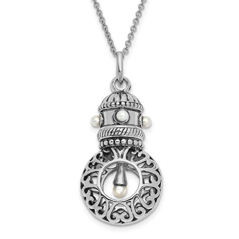 Sterling Silver Antiqued Pearls of Wisdom 18in Necklace QSX111