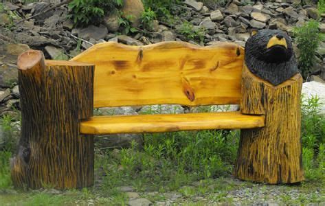 chainsaw carved benches, rustic benches | Carved bench, Carved furniture, Rustic bench