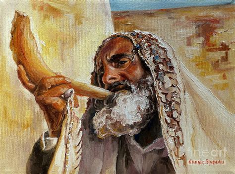 Rabbi Blowing Shofar Painting by Carole Spandau - Pixels