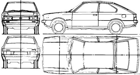 1975 Hyundai Pony Hatchback blueprints free - Outlines