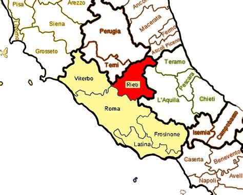 Map of the province of Rieti – La Ciociara