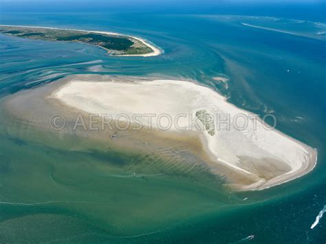 aerial view Sandbank the Richel with Vlieland on the left (left), Dutch ...