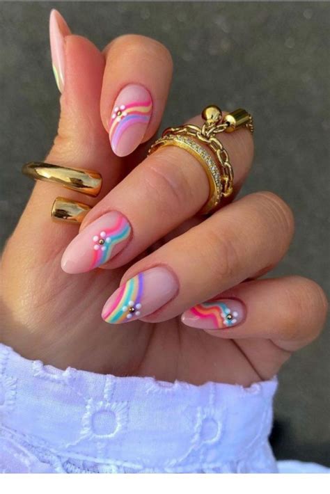 35 Cute Summer Pastel Nails With Almond shaped nails 2021! | Floral nails, Rainbow nails, Floral ...