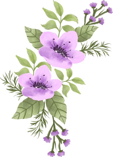 elegant purple watercolor flower arrangement 14179851 PNG