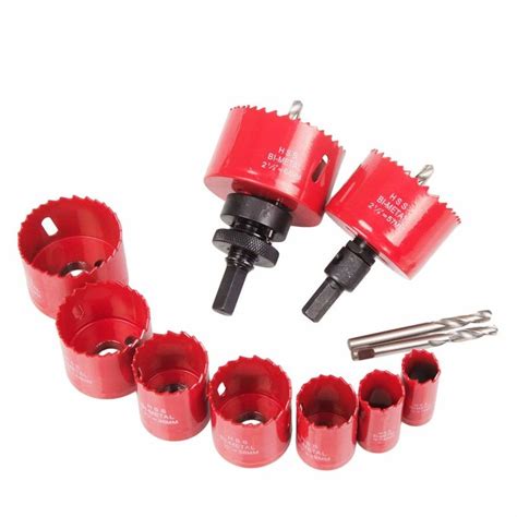 3/4"-2 1/2" HSS Bi-Metal Hole Saw Drill Bit Set with Mandrel Pilot Bit & Adapter