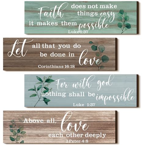 Buy Yulejo 4 Pieces Bible Verses Wall Decor Psalms Scripture Wall Art ...