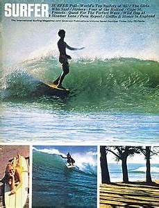 an advertisement for the surf board company with pictures of people surfing on waves and trees