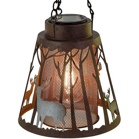 Deer LED Lantern Lights Decorative - Metal Round Holder & Hanging Lantern for Indoor Outdoor by ...