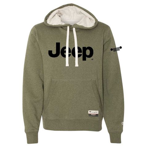 Jeep Merchandise Mens Jeep Text Champion Originals Hoodie in Green | Quadratec