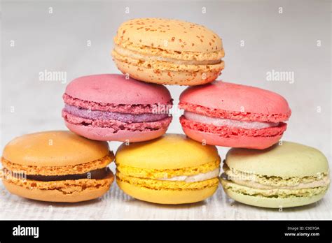 Colorful delicious macarons, typical french pastries Stock Photo - Alamy