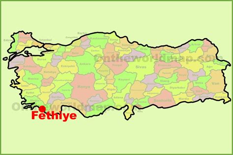 Fethiye location on the Turkey Map