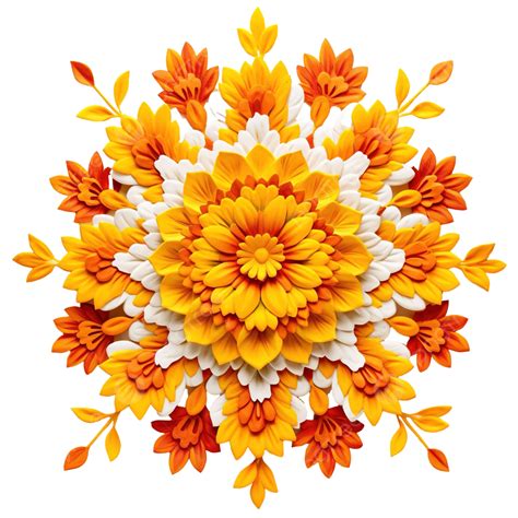 Marigold Flower Rangoli Design For Diwali Festival Indian Festival ...