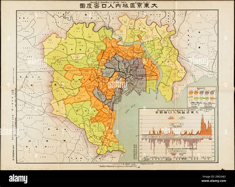 Density of population in greater Tokyo - census of 1926 , Tokyo Japan, Population, Maps Norman B ...