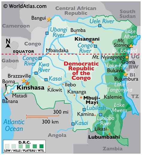 Democratic Republic of the Congo Large Color Map