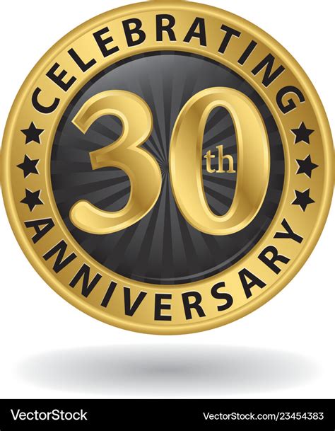 Celebrating 30th anniversary gold label Royalty Free Vector