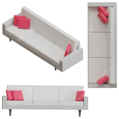 Pink Sofa White Transparent, Beautiful White Sofa With Pink Cusion, Cartoon Furniture, Sofa Set ...