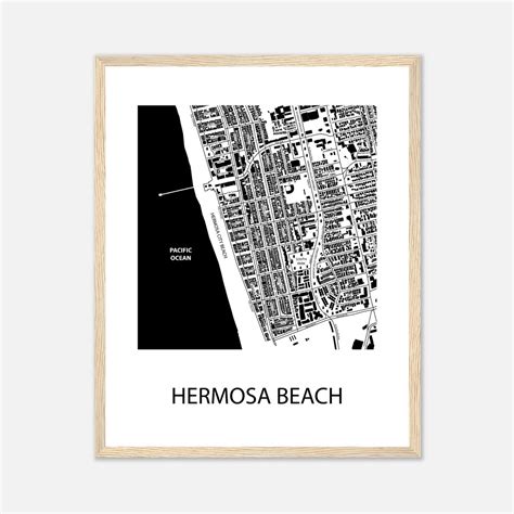 Hermosa Beach Wall Art, Street Map Art of Hermosa Beach California ...