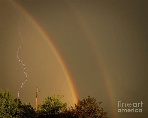 Double Rainbow with Lightning Strike Photograph by Rebecca Bajt | Fine Art America