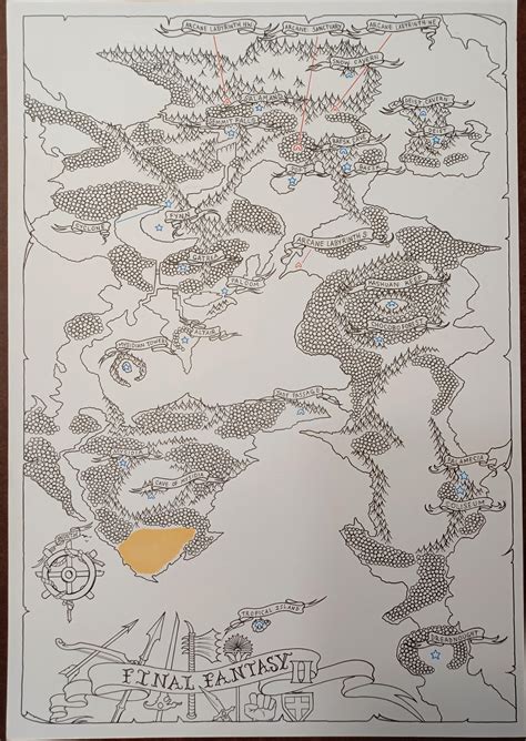 Final Fantasy 2 World Map inked! Can't wait to color this one!!! : r ...