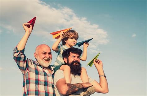 Premium Photo | Happy child playing outdoors happy man family have fun ...