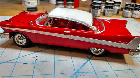 1958 Plymouth Christine Car (Red) -- Plastic Model Car Kit -- 1/25 Scale -- #801 pictures by ...