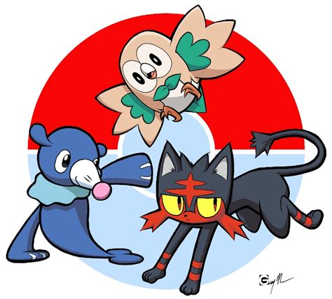 Pokemon Sun and Moon starters by gooie-duck on DeviantArt