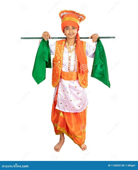 Young Boy Dressed in a Traditional North Indian Bhangra Dance Costume Stock Photo - Image of ...