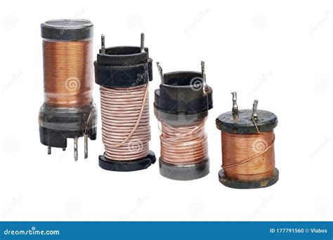 Four Inductors with a Ferrite Core Isolated on a White Background Stock Photo - Image of ...