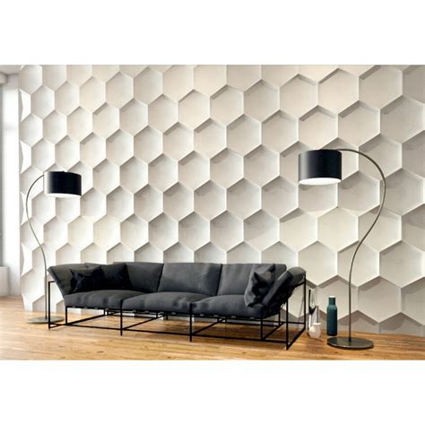 Hexagon - Gypsum plaster 3D wall panels