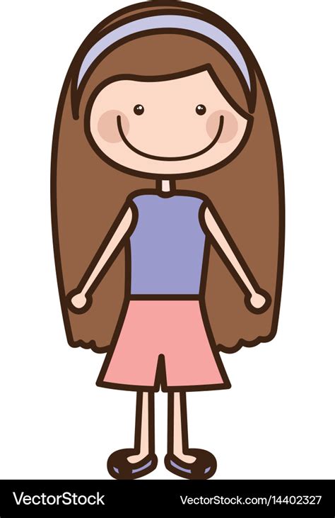 Color silhouette cartoon brown long hair girl Vector Image