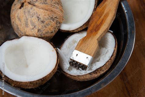 Coconut milk is an opaque, milky-white liquid extracted from the grated pulp of mature coconuts ...