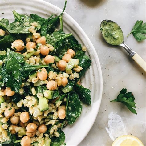 CHICKPEA AND BARLEY SALAD WITH PARMESAN DRESSING | The Healthy Hunter