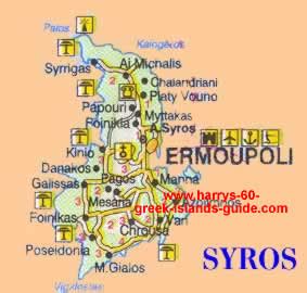 Map & Synopsis: Greek Island of Syros (Cyclades)