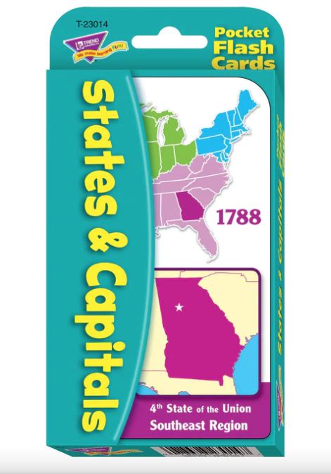 States & Capitals Pocket Flash Cards - 078628230147