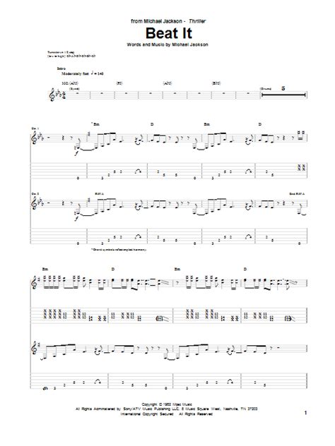 Beat It by Michael Jackson - Guitar Tab - Guitar Instructor