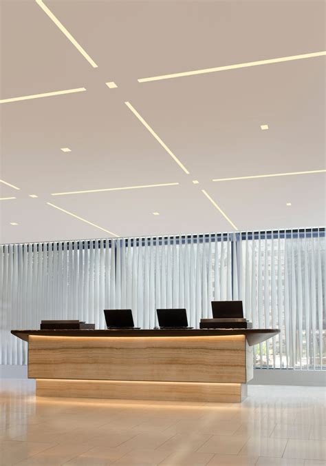 Add ultramodern ambiance to an office lobby or reception area | LED Lighting for Commercial Spac ...