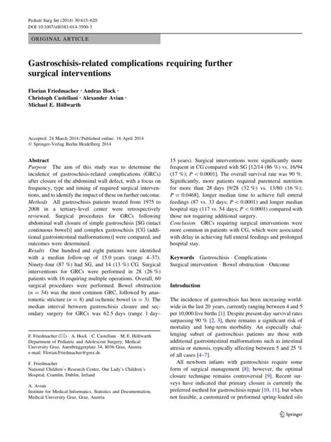 Gastroschisis-related complications requiring further surgical interventions | PDF