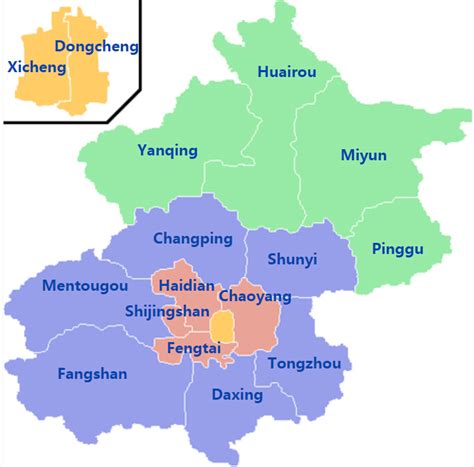 Beijing Districts Map - Dongcheng, Xicheng, Chaoyang, Haidian...