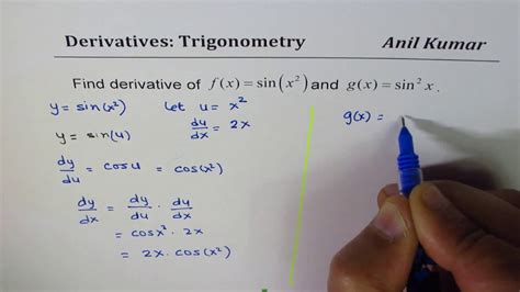 Derivative of sin(x^2) and sin^2x Trigonometric Functions - YouTube